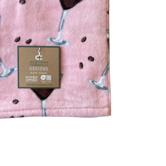 Deborah Connolly Espresso Martini Pink Velour Bath Towel 30x54 Set of 2 New - Picture 8 of 12